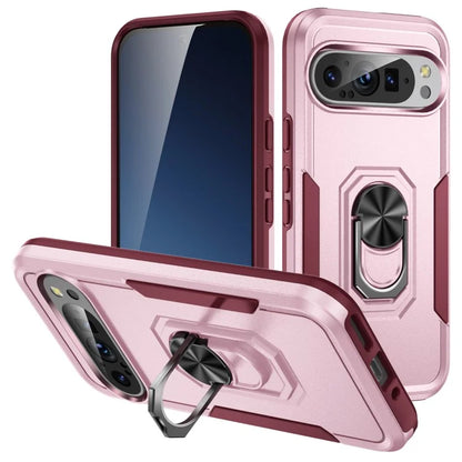 For Google Pixel 9 / Pixel 9 Pro Case Military Grade Ring Kickstand PC+TPU Phone Cover