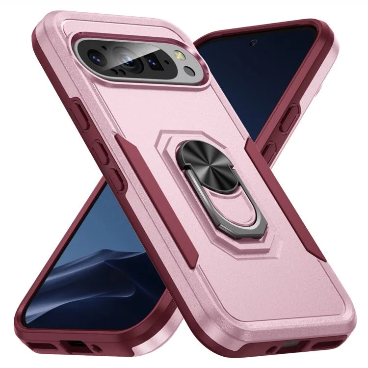 For Google Pixel 9 / Pixel 9 Pro Case Military Grade Ring Kickstand PC+TPU Phone Cover