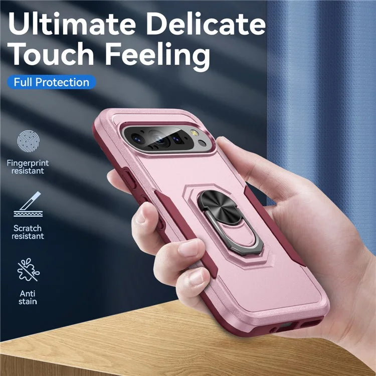 For Google Pixel 9 / Pixel 9 Pro Case Military Grade Ring Kickstand PC+TPU Phone Cover