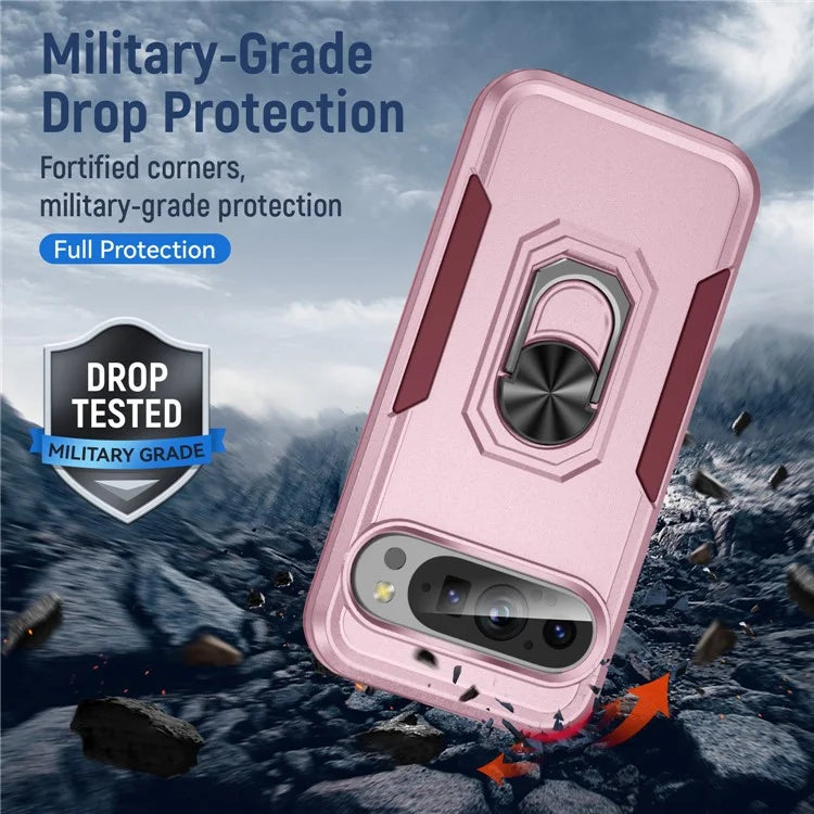 For Google Pixel 9 / Pixel 9 Pro Case Military Grade Ring Kickstand PC+TPU Phone Cover