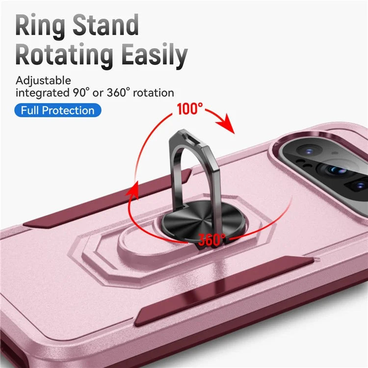 For Google Pixel 9 / Pixel 9 Pro Case Military Grade Ring Kickstand PC+TPU Phone Cover
