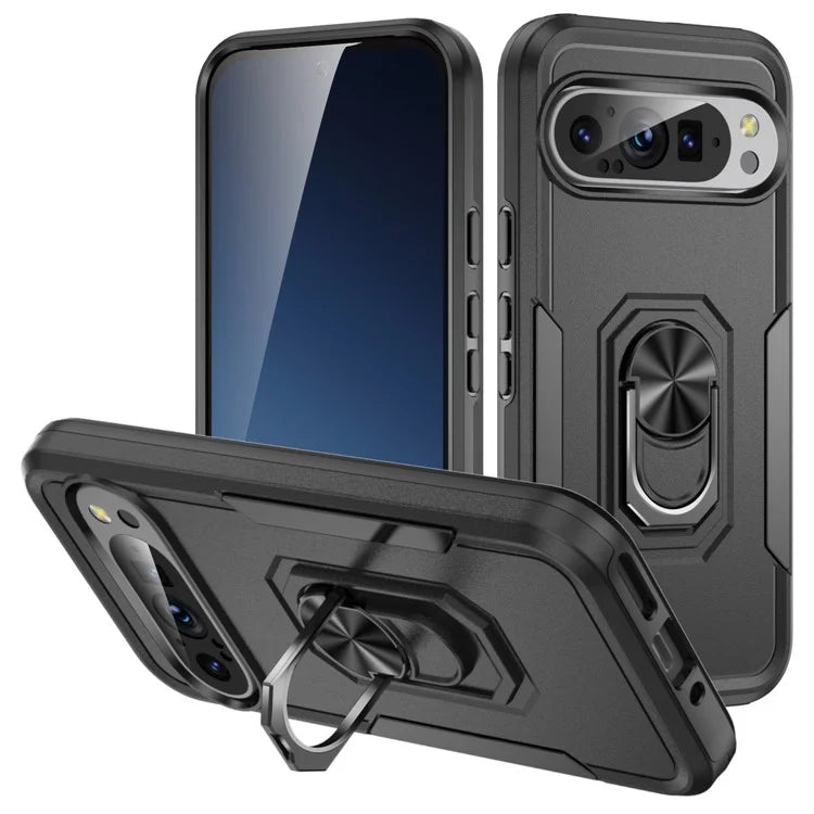 For Google Pixel 9 / Pixel 9 Pro Case Military Grade Ring Kickstand PC+TPU Phone Cover