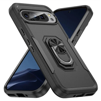For Google Pixel 9 / Pixel 9 Pro Case Military Grade Ring Kickstand PC+TPU Phone Cover