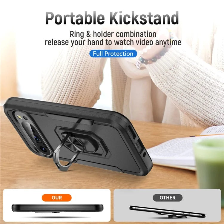 For Google Pixel 9 / Pixel 9 Pro Case Military Grade Ring Kickstand PC+TPU Phone Cover