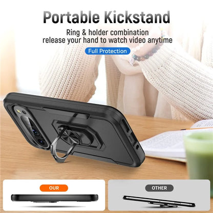 For Google Pixel 9 / Pixel 9 Pro Case Military Grade Ring Kickstand PC+TPU Phone Cover