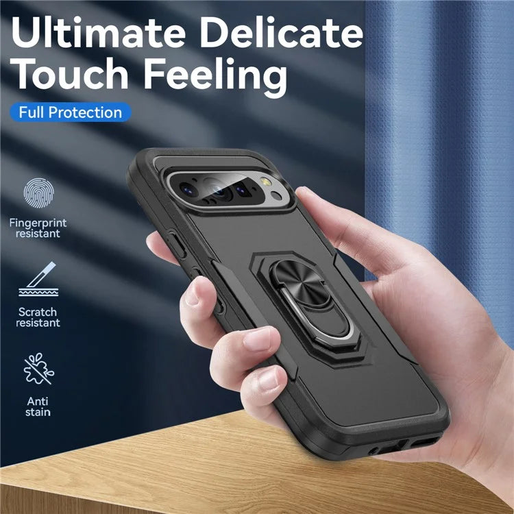 For Google Pixel 9 / Pixel 9 Pro Case Military Grade Ring Kickstand PC+TPU Phone Cover