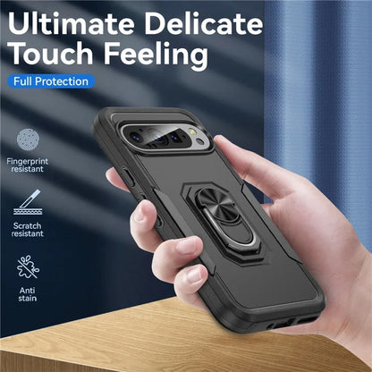 For Google Pixel 9 / Pixel 9 Pro Case Military Grade Ring Kickstand PC+TPU Phone Cover