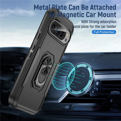 For Google Pixel 9 / Pixel 9 Pro Case Military Grade Ring Kickstand PC+TPU Phone Cover