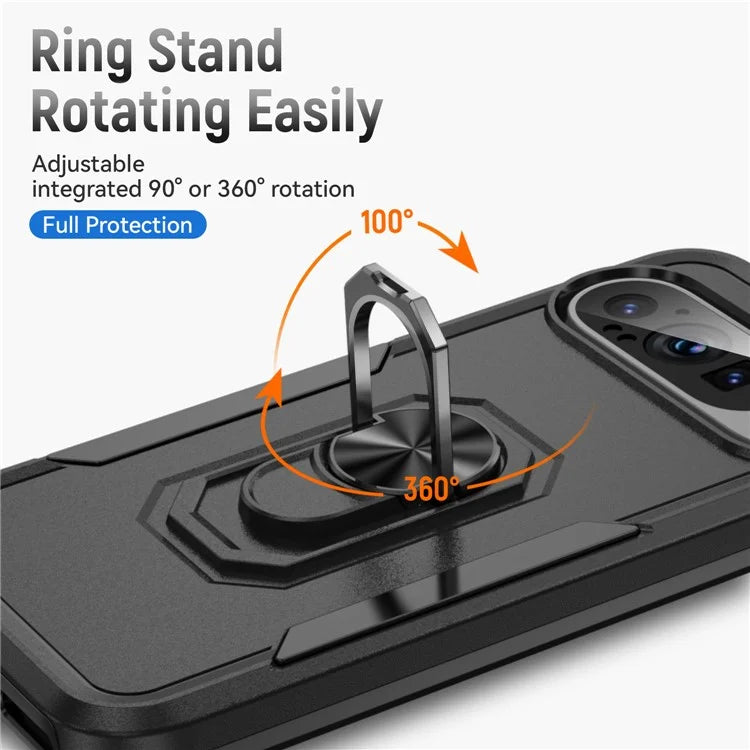 For Google Pixel 9 / Pixel 9 Pro Case Military Grade Ring Kickstand PC+TPU Phone Cover