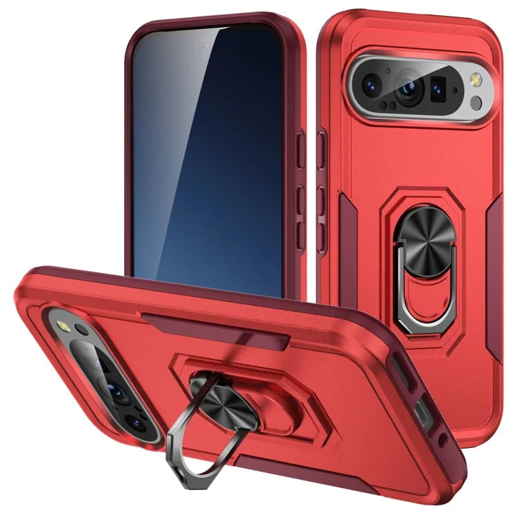 For Google Pixel 9 / Pixel 9 Pro Case Military Grade Ring Kickstand PC+TPU Phone Cover