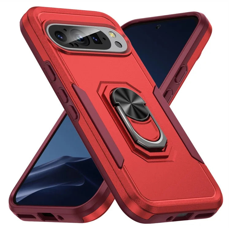 For Google Pixel 9 / Pixel 9 Pro Case Military Grade Ring Kickstand PC+TPU Phone Cover