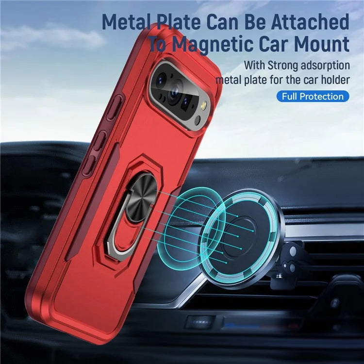 For Google Pixel 9 / Pixel 9 Pro Case Military Grade Ring Kickstand PC+TPU Phone Cover