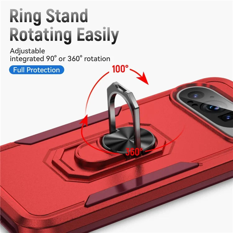 For Google Pixel 9 / Pixel 9 Pro Case Military Grade Ring Kickstand PC+TPU Phone Cover