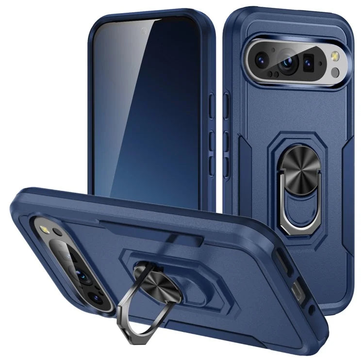 For Google Pixel 9 / Pixel 9 Pro Case Military Grade Ring Kickstand PC+TPU Phone Cover