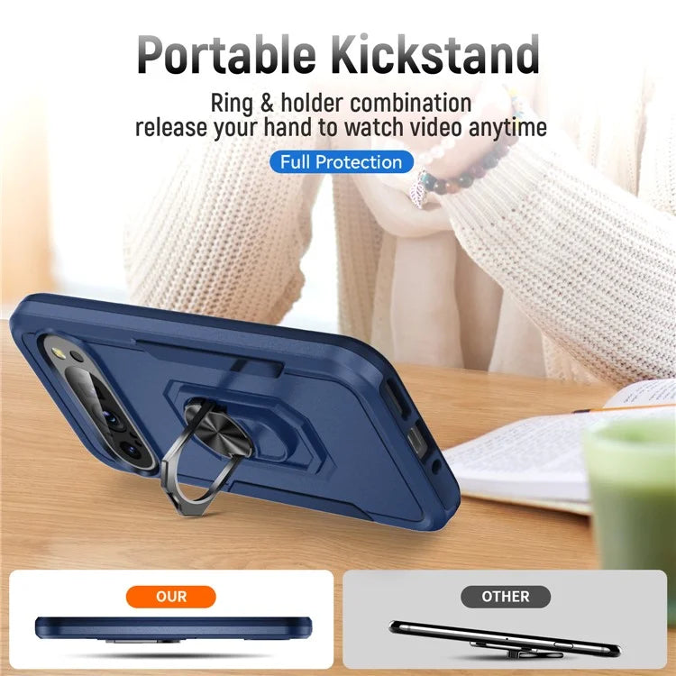 For Google Pixel 9 / Pixel 9 Pro Case Military Grade Ring Kickstand PC+TPU Phone Cover