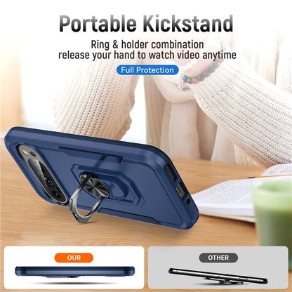 For Google Pixel 9 / Pixel 9 Pro Case Military Grade Ring Kickstand PC+TPU Phone Cover