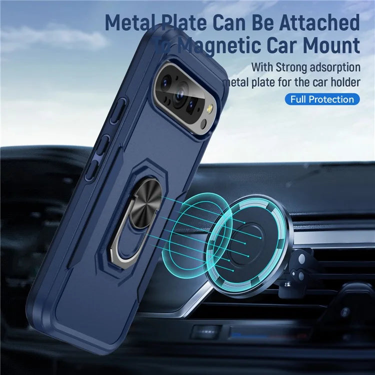 For Google Pixel 9 / Pixel 9 Pro Case Military Grade Ring Kickstand PC+TPU Phone Cover