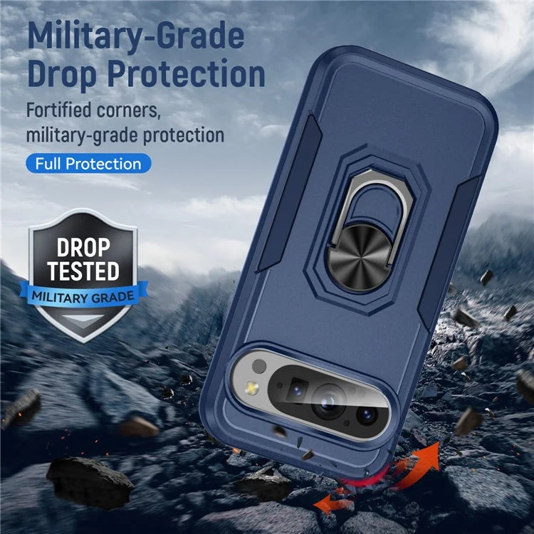 For Google Pixel 9 / Pixel 9 Pro Case Military Grade Ring Kickstand PC+TPU Phone Cover