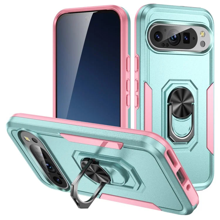For Google Pixel 9 / Pixel 9 Pro Case Military Grade Ring Kickstand PC+TPU Phone Cover