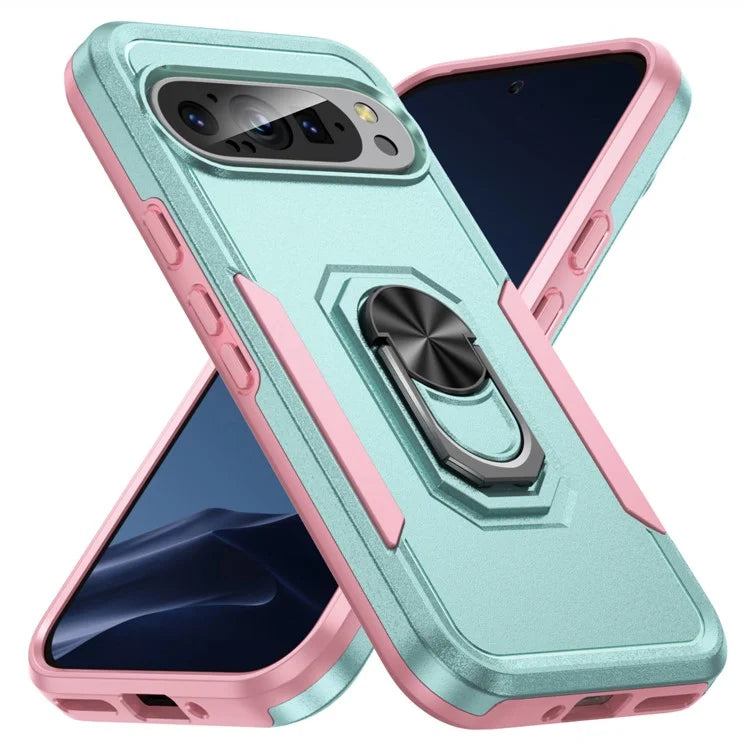 For Google Pixel 9 / Pixel 9 Pro Case Military Grade Ring Kickstand PC+TPU Phone Cover