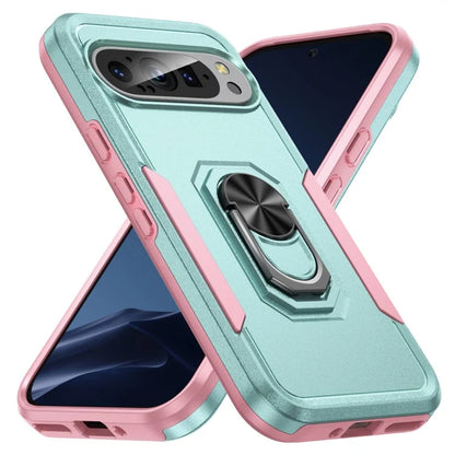 For Google Pixel 9 / Pixel 9 Pro Case Military Grade Ring Kickstand PC+TPU Phone Cover