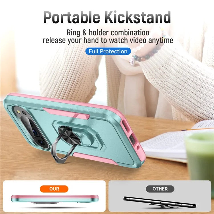 For Google Pixel 9 / Pixel 9 Pro Case Military Grade Ring Kickstand PC+TPU Phone Cover
