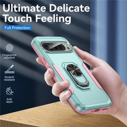 For Google Pixel 9 / Pixel 9 Pro Case Military Grade Ring Kickstand PC+TPU Phone Cover