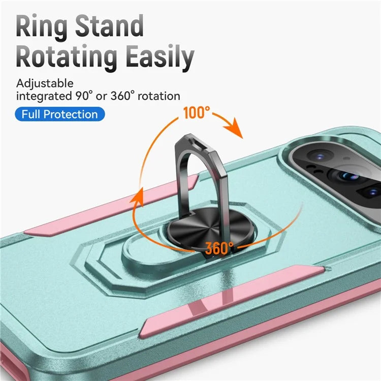 For Google Pixel 9 / Pixel 9 Pro Case Military Grade Ring Kickstand PC+TPU Phone Cover
