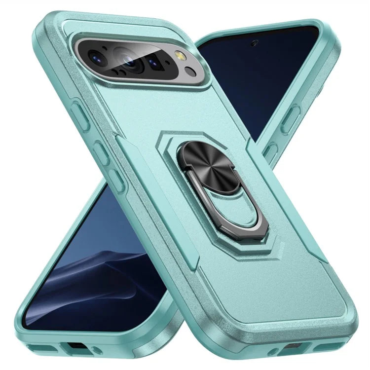 For Google Pixel 9 / Pixel 9 Pro Case Military Grade Ring Kickstand PC+TPU Phone Cover