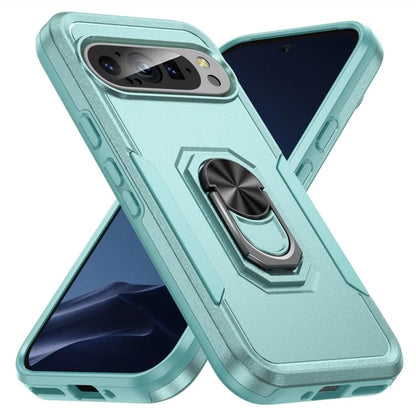 For Google Pixel 9 / Pixel 9 Pro Case Military Grade Ring Kickstand PC+TPU Phone Cover