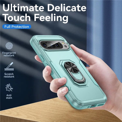 For Google Pixel 9 / Pixel 9 Pro Case Military Grade Ring Kickstand PC+TPU Phone Cover