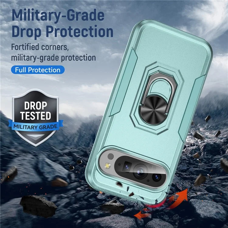 For Google Pixel 9 / Pixel 9 Pro Case Military Grade Ring Kickstand PC+TPU Phone Cover