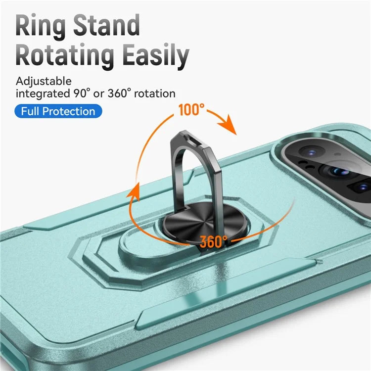 For Google Pixel 9 / Pixel 9 Pro Case Military Grade Ring Kickstand PC+TPU Phone Cover
