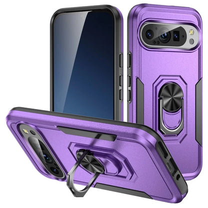 For Google Pixel 9 / Pixel 9 Pro Case Military Grade Ring Kickstand PC+TPU Phone Cover