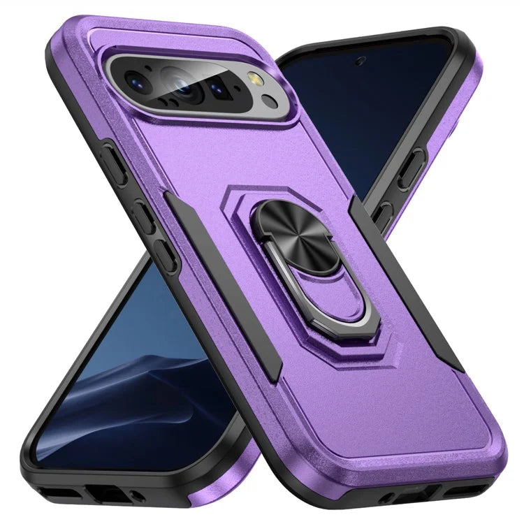 For Google Pixel 9 / Pixel 9 Pro Case Military Grade Ring Kickstand PC+TPU Phone Cover