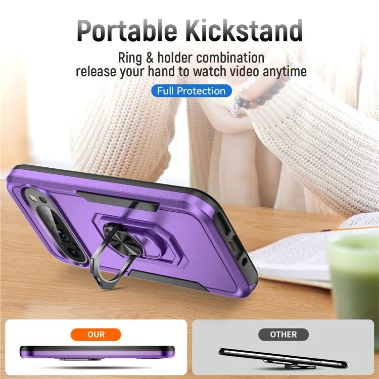 For Google Pixel 9 / Pixel 9 Pro Case Military Grade Ring Kickstand PC+TPU Phone Cover