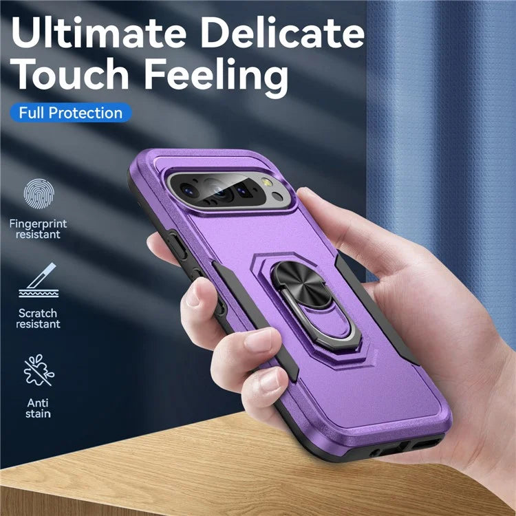 For Google Pixel 9 / Pixel 9 Pro Case Military Grade Ring Kickstand PC+TPU Phone Cover