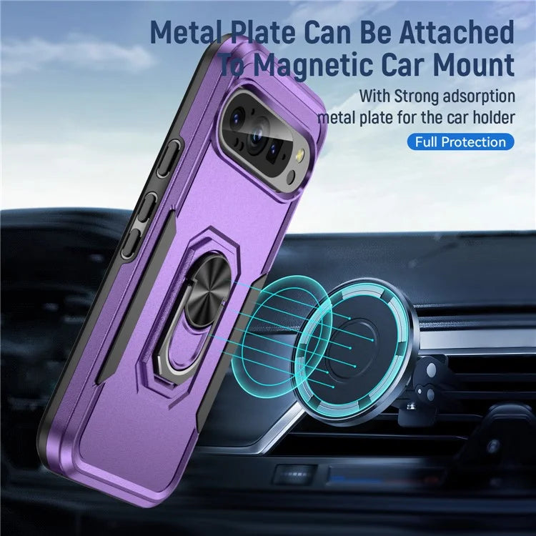 For Google Pixel 9 / Pixel 9 Pro Case Military Grade Ring Kickstand PC+TPU Phone Cover