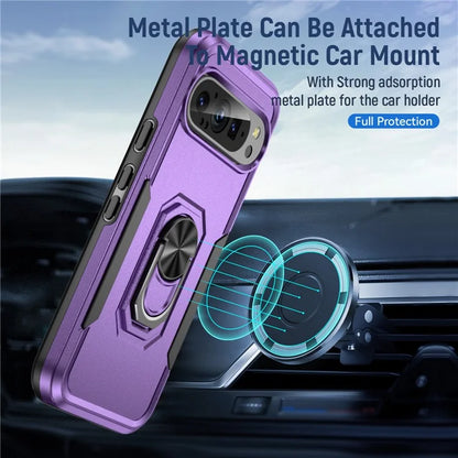 For Google Pixel 9 / Pixel 9 Pro Case Military Grade Ring Kickstand PC+TPU Phone Cover