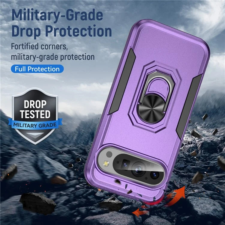 For Google Pixel 9 / Pixel 9 Pro Case Military Grade Ring Kickstand PC+TPU Phone Cover