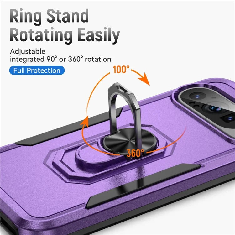 For Google Pixel 9 / Pixel 9 Pro Case Military Grade Ring Kickstand PC+TPU Phone Cover