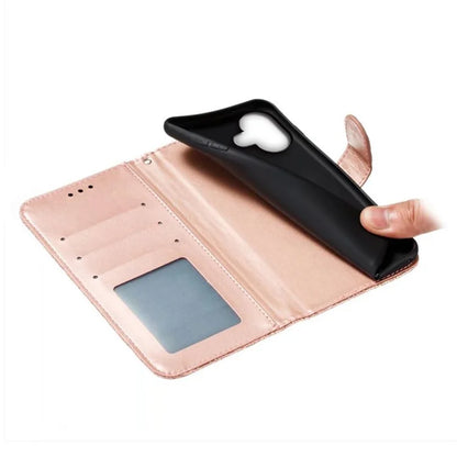 For iPhone 16 Case Lace Flowers PU Leather Flip Wallet Phone Cover