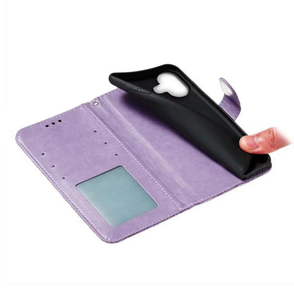 For iPhone 16 Case Lace Flowers PU Leather Flip Wallet Phone Cover