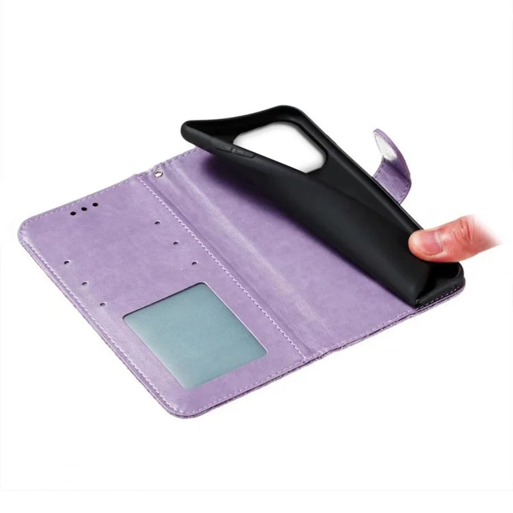 For iPhone 16 Pro Max Case Lace Flowers PU Leather Flip Wallet Phone Cover