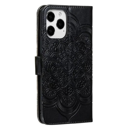 For iPhone 16 Pro Case PU Leather Mandala Imprinted Design Wallet Phone Cover