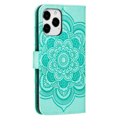 For iPhone 16 Pro Case PU Leather Mandala Imprinted Design Wallet Phone Cover