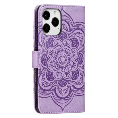 For iPhone 16 Pro Case PU Leather Mandala Imprinted Design Wallet Phone Cover