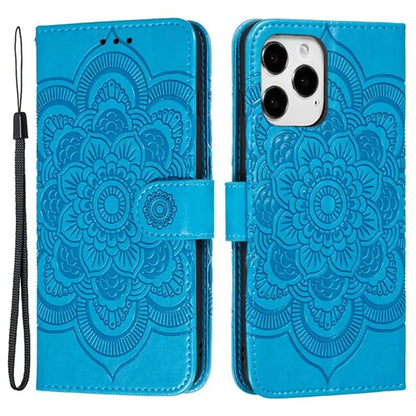 For iPhone 16 Pro Case PU Leather Mandala Imprinted Design Wallet Phone Cover