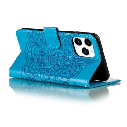 For iPhone 16 Pro Case PU Leather Mandala Imprinted Design Wallet Phone Cover