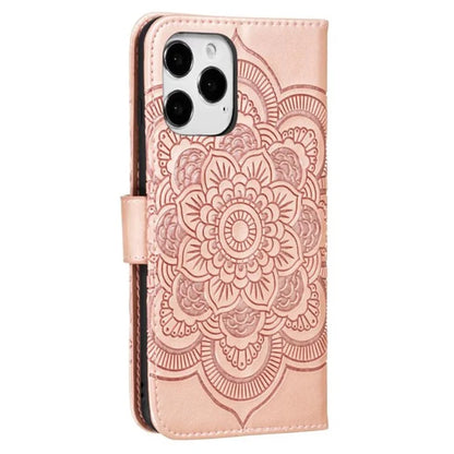 For iPhone 16 Pro Case PU Leather Mandala Imprinted Design Wallet Phone Cover